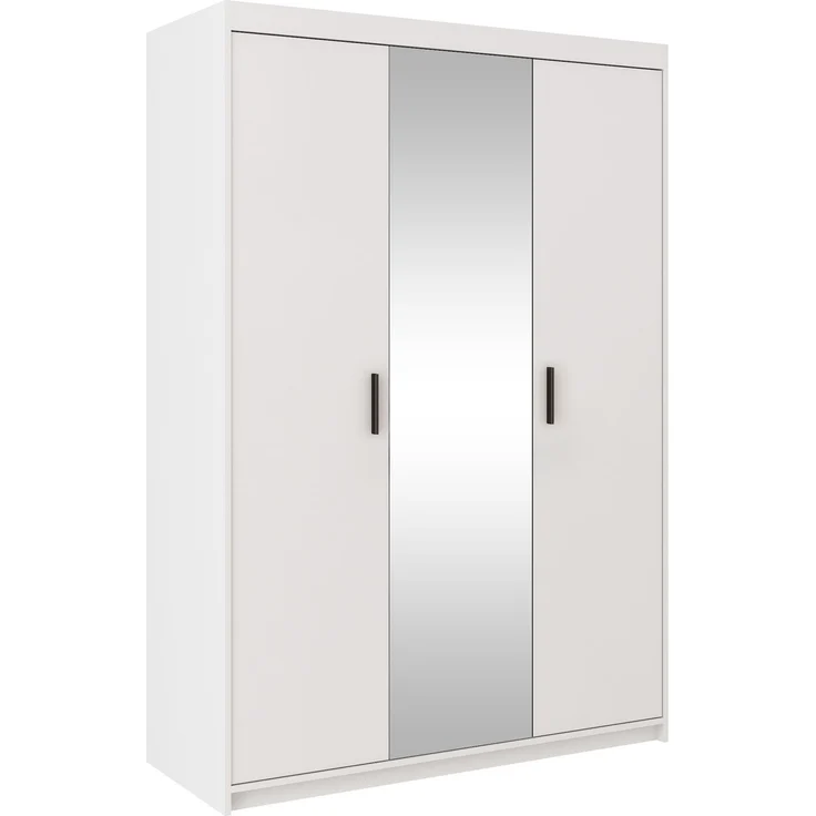 AX LIVING Storicos 3T 3-türiger Kleiderschrank mit Spiegel Weiß 133 cm – Bild 1