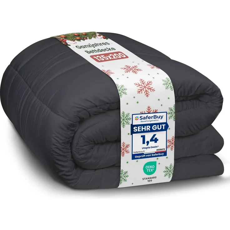Utopia Bedding Bettdecke 135x200 cm, leichte Bettdecke mit Polyesterfüllung für 4 Jahreszeiten, Mikrofaser, für 1 Person (Grau)