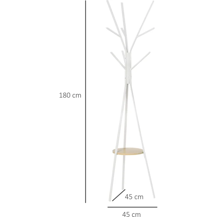 Garderobenständer Kleiderständer mit Ablage und 8 Haken Jackenständer Moderner Garderobe für Kleidung Hut Tasche, Wohnzimmer, Weiß--Weiß--180x45x45cm--YOUDENOVA – Bild 5