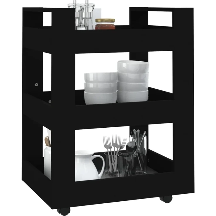 vidaXL Küchenwagen Schwarz 60x45x80 cm Holzwerkstoff 816817 – Bild 7