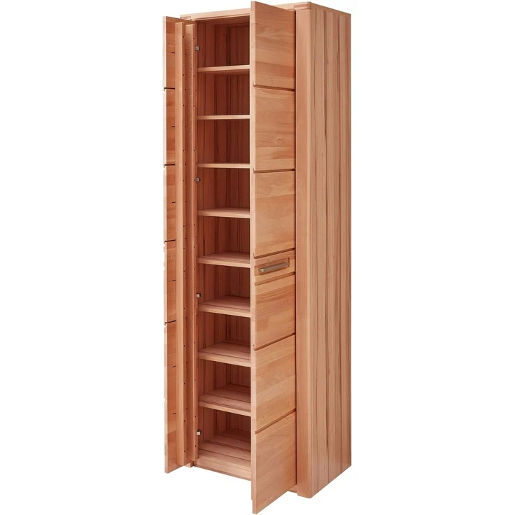 Garderobenschrank >Nature One< 2 Türen, 6 Böden, soft-close, Kernbuche teilmassiv - 65x201x40cm B/H/T – Bild 2