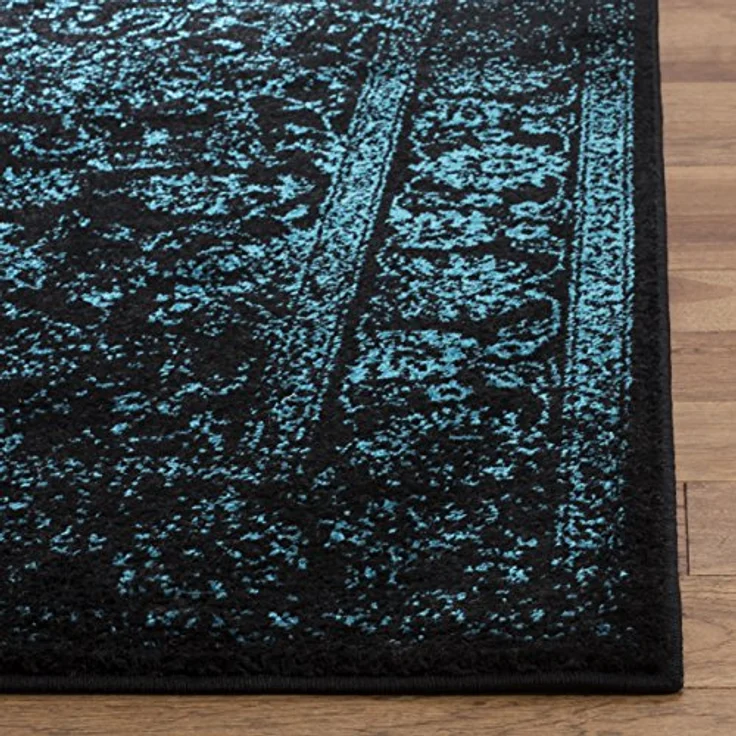 Safavieh Quadratischer Teppich 122x122 cm - Adirondack Collection - Transitional Design, Schwarz & Petrol, Pflegeleichte Synthetikmischung, Ideal für Wohnzimmer, Schlafzimmer, Büro – Bild 5