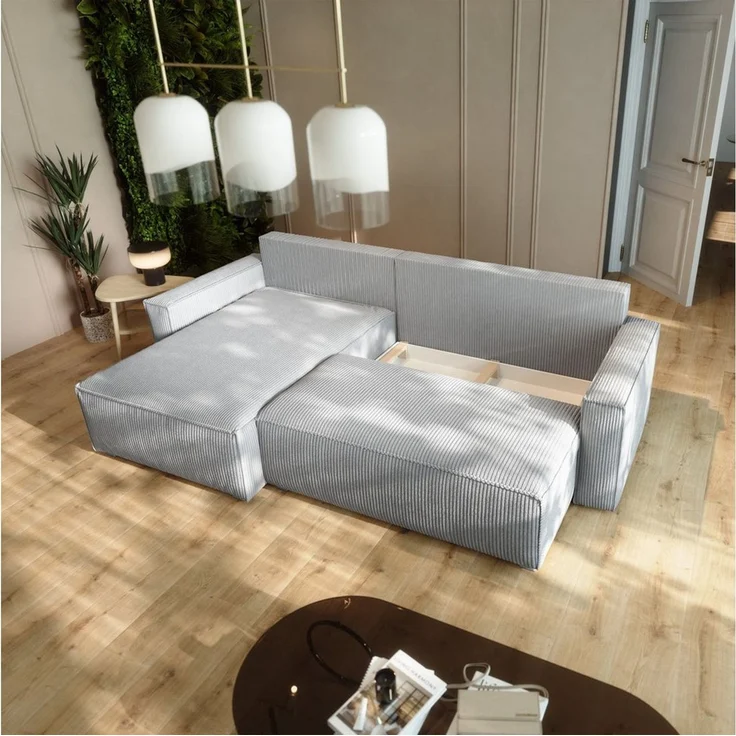 Masseno Ecksofa BESMIR mit Schlaffunktion L-Form, Sofa mit Bettkasten – Bild 3