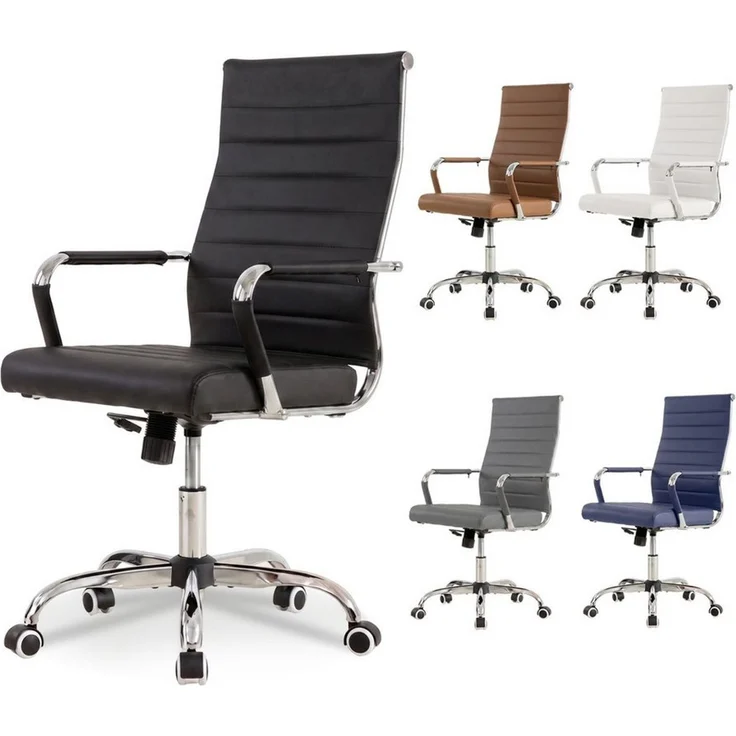 UEV Stuhl Schreibtischstuhl ergonomisch, Drehstuhl mit Rollen (Bis 150kg, Konferenzstühle, Büro-Gästestuhl), Höhenverstellbar,Wippfunktion,Metallrahmen,Gepolstert Kunststoff – Bild 1