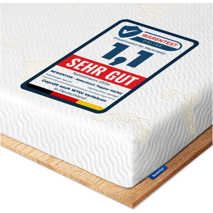 Newentor® Matratzen Topper 180x200 cm H2 H3, Matratzentopper 180x200 Schlafsofa Bett Gelschaum, Mattress Topper 180x200 Boxspringbett Öko-Tex Zertifiziert Gel Bezug Kaltschaum 7CM Höhe