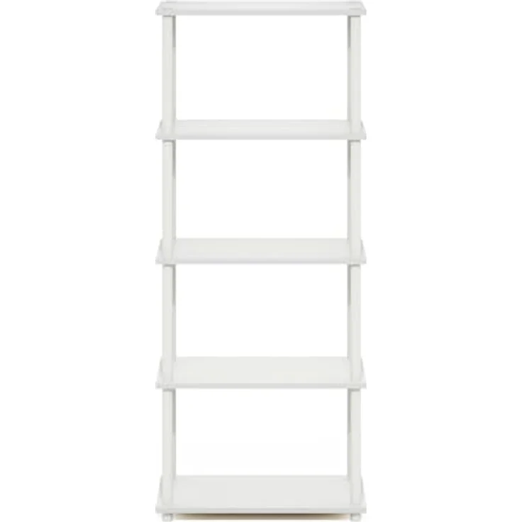 Furinno Turn-N-Tube 5-stufiges Mehrzweck-Regal-Präsentationsregal, Weiß/Weiß – Bild 7