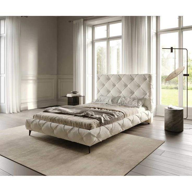 Polsterbettgestell Nayara 140x200 cm Bouclé Creme-Weiß – Bild 1