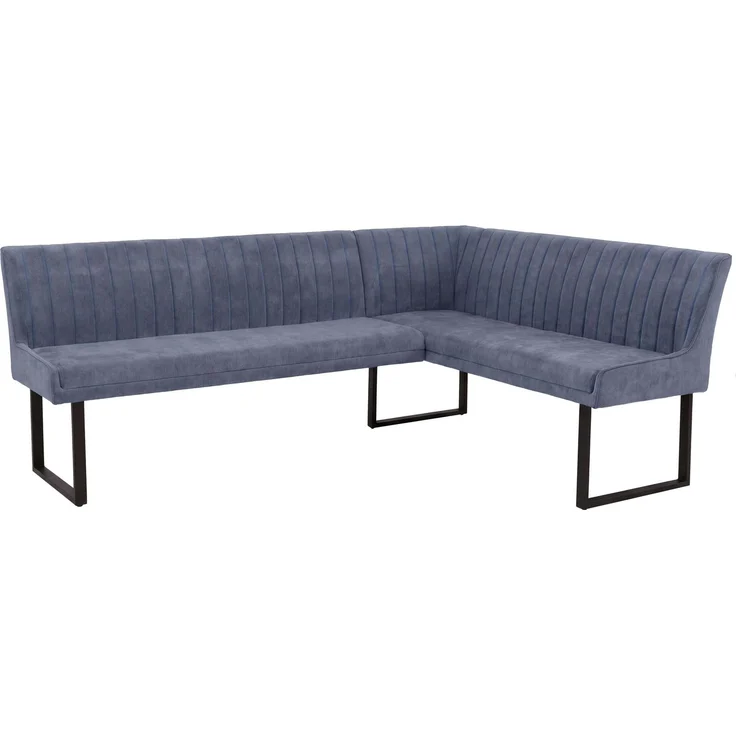 Eckbank HWC-O82, Esszimmerbank Bank, Öko-Tex (310g/m²) Chenille Stoff/Textil Metall 210x159 cm ~ blau – Bild 9