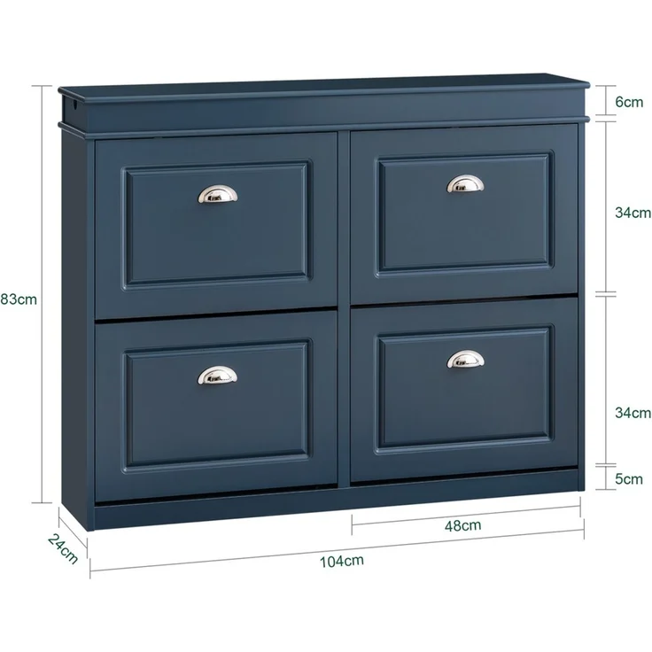SoBuy FSR79-B Schuhschrank, MDF, Lackiert, Dunkelblau, 105 x 83 x 24 cm – Bild 3