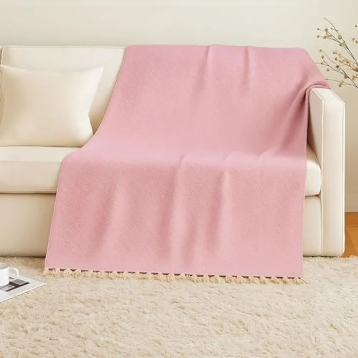 Marrakesch Orient & Mediterran Interior Tagesdecke Calix Tagesdecke Decke Pink 125x150 aus Baumwolle, Boho Modern Deko – Bild 2