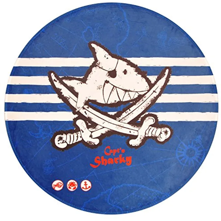 Kinderteppich- Der Pirat "Captin Sharky" und seine Freunde 100 cm Rund, Kinderzimmer