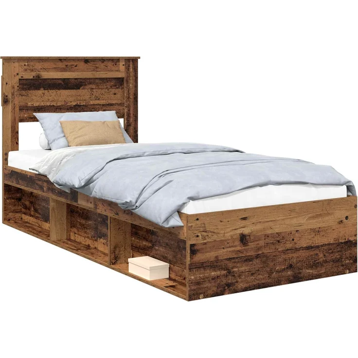 vidaXL Bettrahmen Altholz 75 x 190 cm Massives Kiefernholz 3409821 – Bild 1
