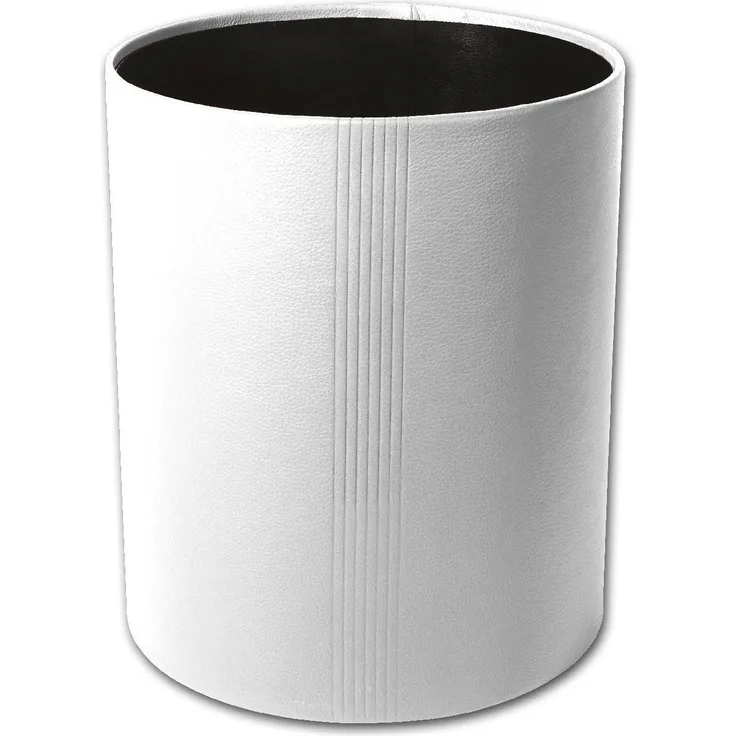 Läufer 36407 - Ambiente LA LINEA Papierkorb, Durchmesser 26 x 30 cm, aus echtem Leder, weiß