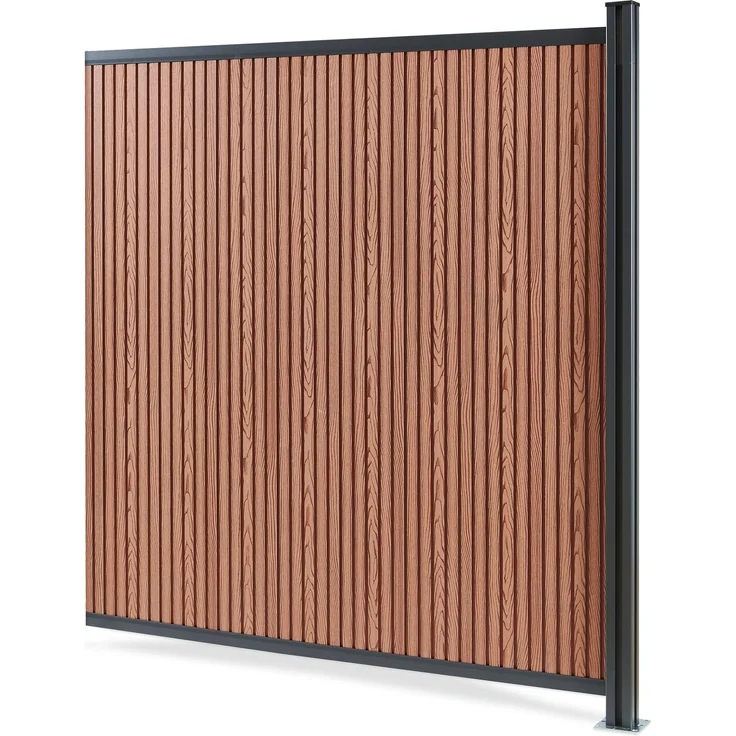 Gartenzaun Erweiterungsmodul Grassano mit 1 Pfosten 185x175 cm WPC Braun [neu. holz] – Bild 1