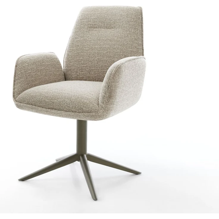 Drehstuhl Zoa-Flex Webstoff Soft Beige Fußkreuz Effektfinish Titan 360° drehbar Wippfunktion Taschenfederkern – Bild 1