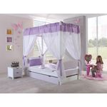 Relita Himmelbett Stella Kinderbett 90 x 200 cm Lila & Weiss inkl. Bettschublade