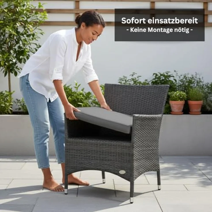 XXXL Rattan Stuhl Trento, Farbe Grau-Silber – Bild 6