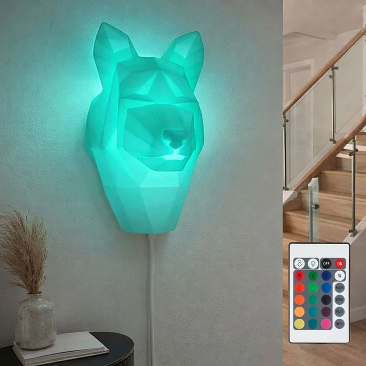 RGB LED Wandleuchte, Porzellan weiß, Hund, H 30 cm – Bild 2