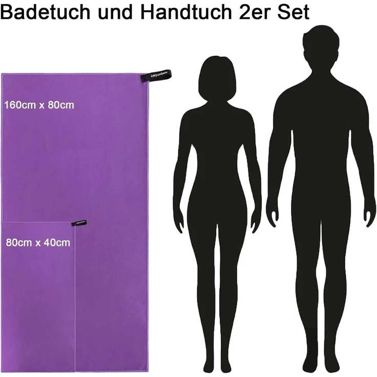 Mikrofaser Handtuch Set 160x80cm Groß 80x40cm Klein Schnelltrocknend – Bild 4