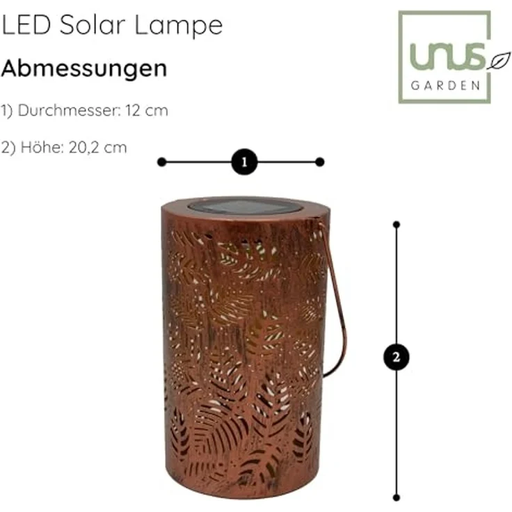 UNUS GARDEN LED Solarleuchte Solar-Laterne, Lichteffekt Metall Solar Laterne Solarlampe Solarleuchte Gartenleuchte – Bild 6