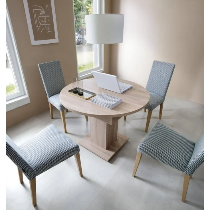 designimpex Esstisch Design WM-100 Sonoma Eiche rund ausziehbar 100 - 140 cm, Esstisch, Esszimmertisch, Tisch, Couchtisch, Wohnzimmertisch, table – Bild 2