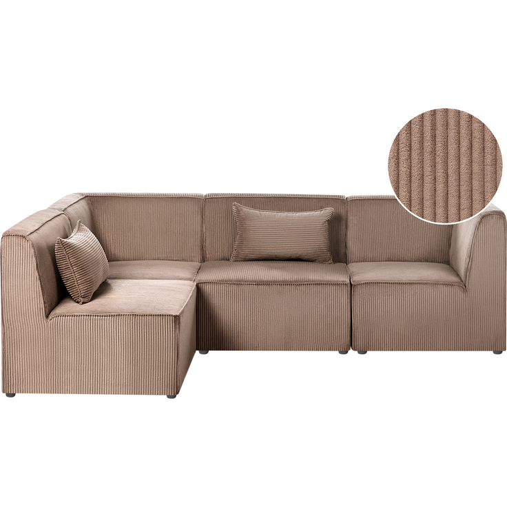 Modul Ecksofa 4-Sitzer LEMVIG Cord Sandbeige rechtsseitig