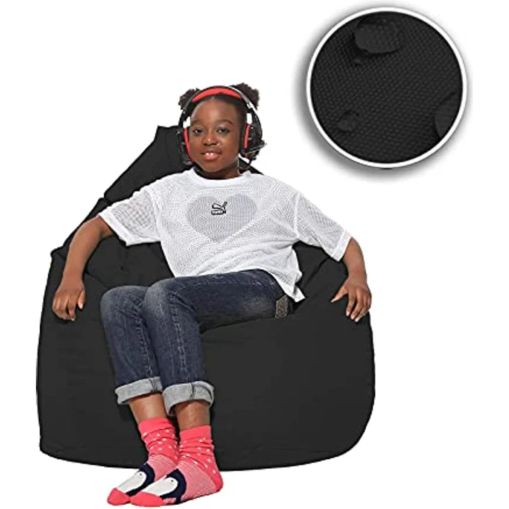 HomeIdeal - Sitzsack XXL Bodenkissen für Erwachsene & Kinder - Geeignet für Gaming oder Entspannen - Indoor wie Outdoor da er Wasserfest ist - mit EPS Perlen, Farbe:Schwarz, Größe:XL – Bild 8