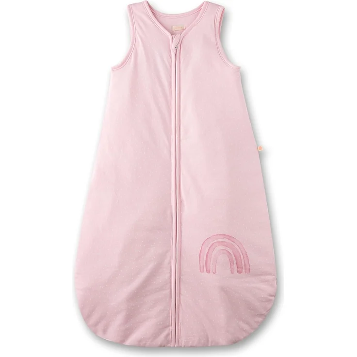 SANETTA Baby-Schlafsack Rosa | Praktischer und bequemer Unisex-Schlafsack aus Bio-Baumwolle. Baby-Schlafsack mit Reißverschluss und Regenbogen-Print | Baby Sleeping Bag – Bild 1