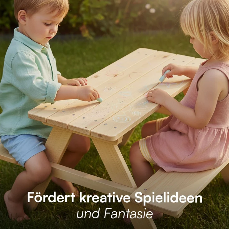 Bellabino 'Inny' Sitzgarnitur für Kinder, Kiefer massiv, natur unbehandelt, 50x83x89 cm, Kindersitzgarnitur für 4 Personen, ab 2 Jahren – Bild 6