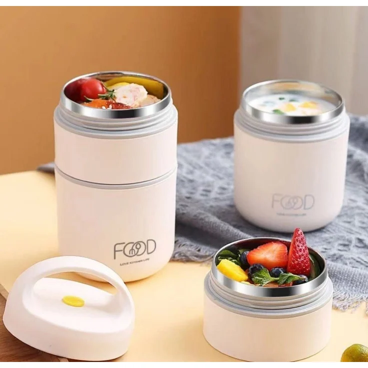POPOLIC Thermobehälter Edelstahl Thermobehälter für Essen 680ml, Tragbare Frühstücksbox, (auslaufsicher, hitzebeständig, bruchsicher, robust), Essensbehälter für unterwegs – Bild 2
