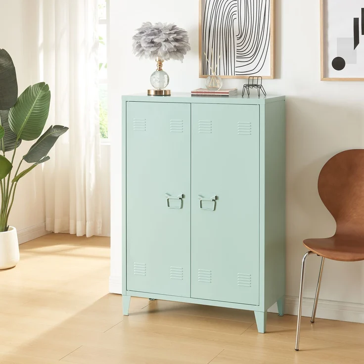 Metallschrank Oripää 110x75x33 cm Pastellgrün [en. casa] – Bild 1
