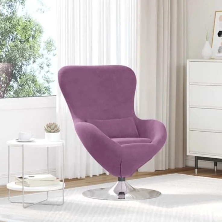 vidaXL Eiersessel Lila Samt 42002735 – Bild 3