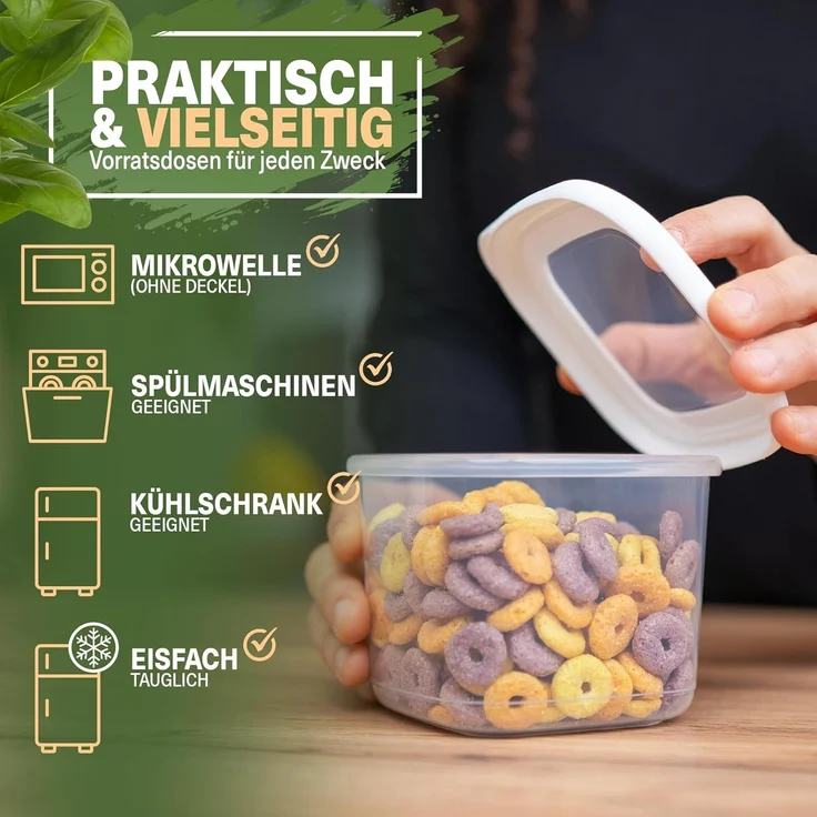 Viwares Vorratsdose Viwares Vorratsdosen-Set Mix Weiß SERIE FOLY 12er, Kunststoff, (Set, 12-tlg, 12er), BPA Frei Stapelbar Luftdicht – Bild 4