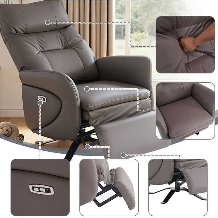 HOME NATURE WOHNKONZEPT Elektrischer Relaxsessel mit USB-Anschluss, elektrisch verstellbarer TV-Sessel mit Liegefunktion, Kunstleder Braun, bis 350 kg, FT9207-A – Bild 6