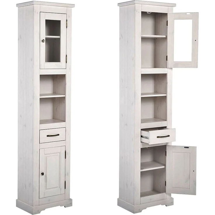 Badmöbel Set inkl. Keramik-Waschbecken 65 cm, 5-teilig LIRIA-56, Massivholz, B x H x T ca.: 185 x 200 x 43 cm – Bild 6