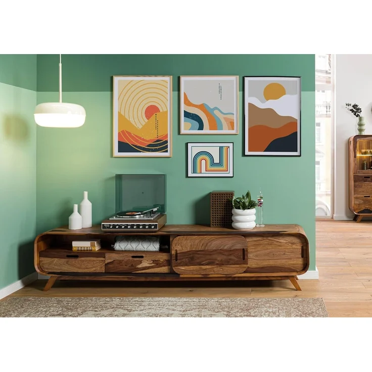 Massivmoebel24 TV-Board (Sheesham 220 x 40 x 48 dunkelbraun lackiert MAILAND #227) – Bild 9