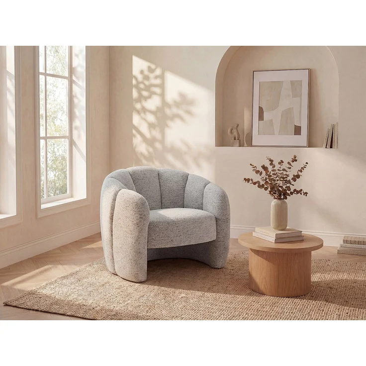 Vente-unique - Muschelsessel - Chenille-Stoff - Grau - DELIPO – Bild 2
