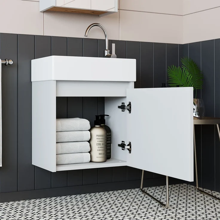 Skye Decor '1834' Badezimmerschrank mit Waschbecken, Weiß, 48,5 x 45 x 25 cm – Bild 3