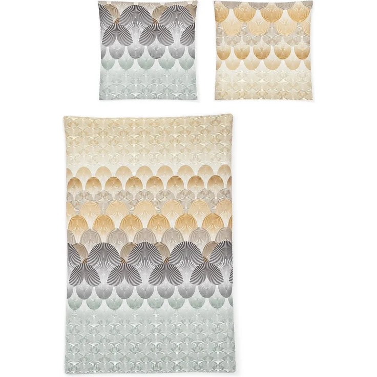 Irisette Seersucker Bettwäsche Easy 8384-90 Fächer orange blau 135x200 – Bild 2