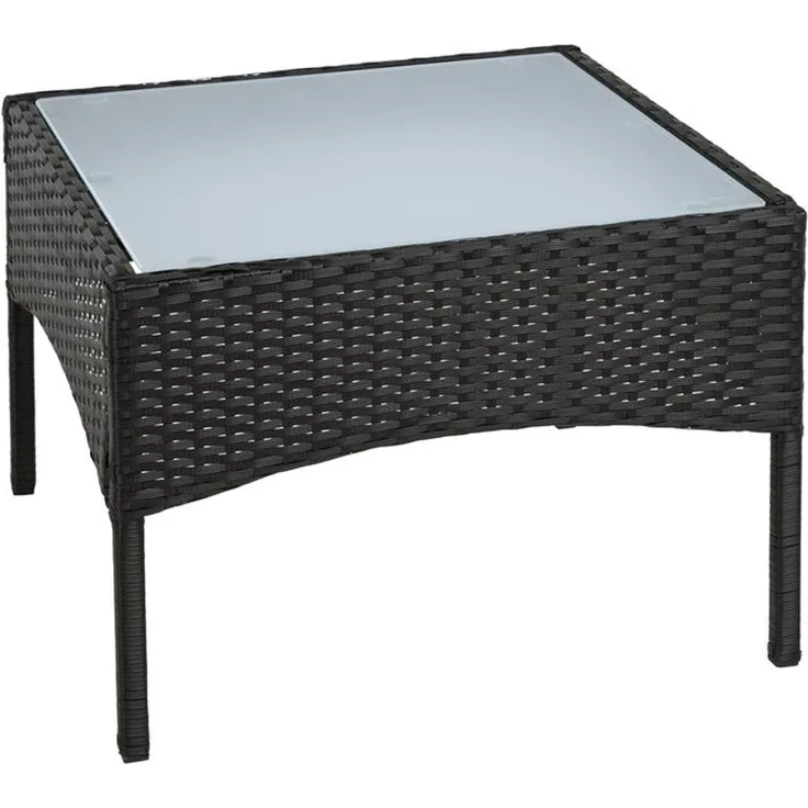 Polyrattan Beistelltisch Loungetisch Rattan Gartentisch Balkontisch Schwarz
