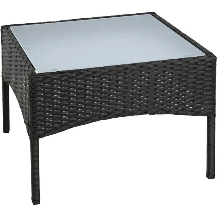 Polyrattan Beistelltisch Loungetisch Rattan Gartentisch Balkontisch Schwarz – Bild 1