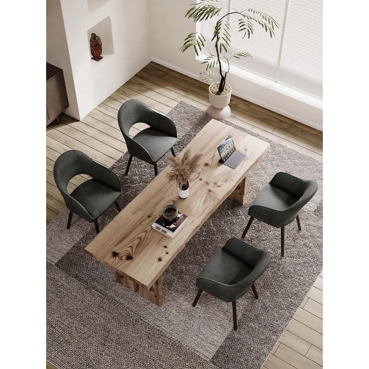 GOEURVANT 1316 Esszimmerstühle 2er-Set mit Armlehnen, Webstoff - Anthrazit – Bild 2