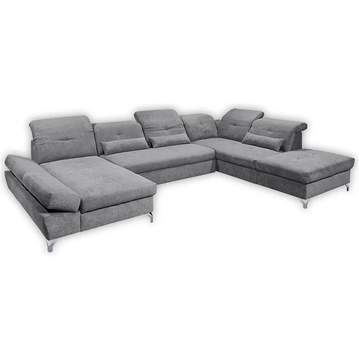 Couch MELFI R Sofa Schlafcouch Wohnlandschaft Schlaffunktion dunkelgrau U-Form