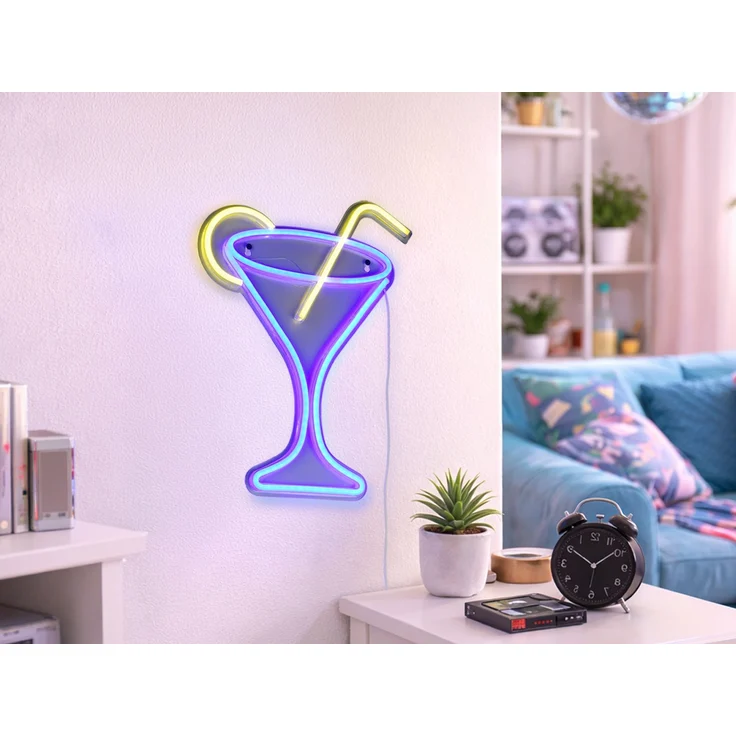 Ausgefallene Neon LED Wandleuchte CHEERS mit USB Kabel & Schalter, Höhe 43cm – Bild 1