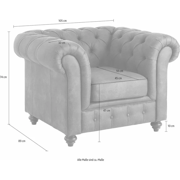 Home affaire Sessel Chesterfield B/T/H: 105/69/74 cm, mit hochwertiger Knopfheftung, auch in Leder – Bild 3
