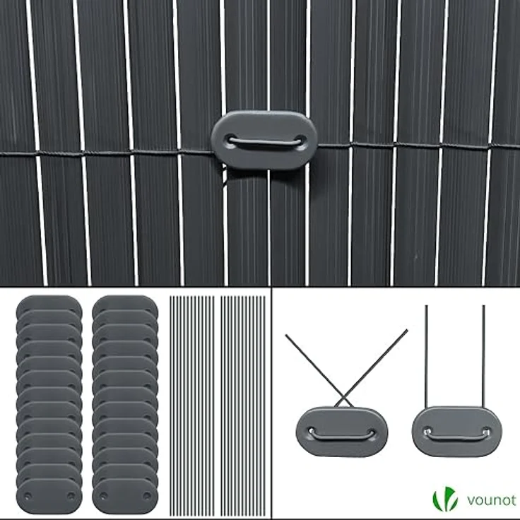 VOUNOT PVC Sichtschutzmatte 90x300 cm Verstärkung Innen, Sichtschutz für Garten Balkon Terrasse Zaun, Sichtschutzzaun Balkonverkleidung Windschutz, Grau – Bild 8