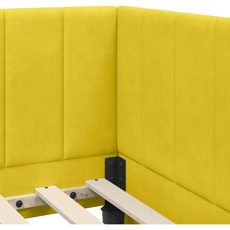 vidaXL Eckbettgestell mit Kopfteil Gelb 90 cm x 190 cm Samt 42016344 – Bild 7