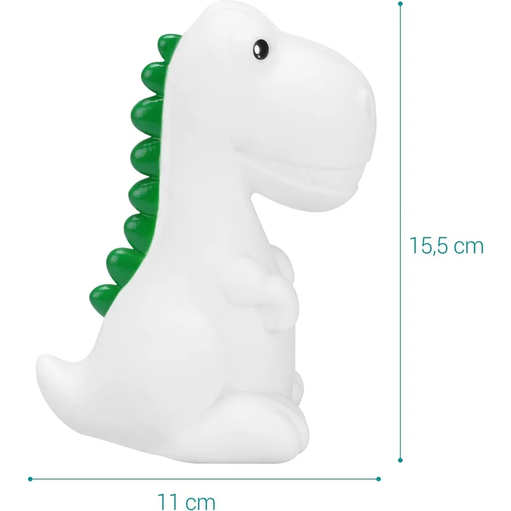 Navaris LED Nachtlicht Dino Design wiederaufladbar - mit 60 min Timer - Süße Farbwechsel Kinder Nachttischlampe - Schlummerlicht Lampe Weiß – Bild 3
