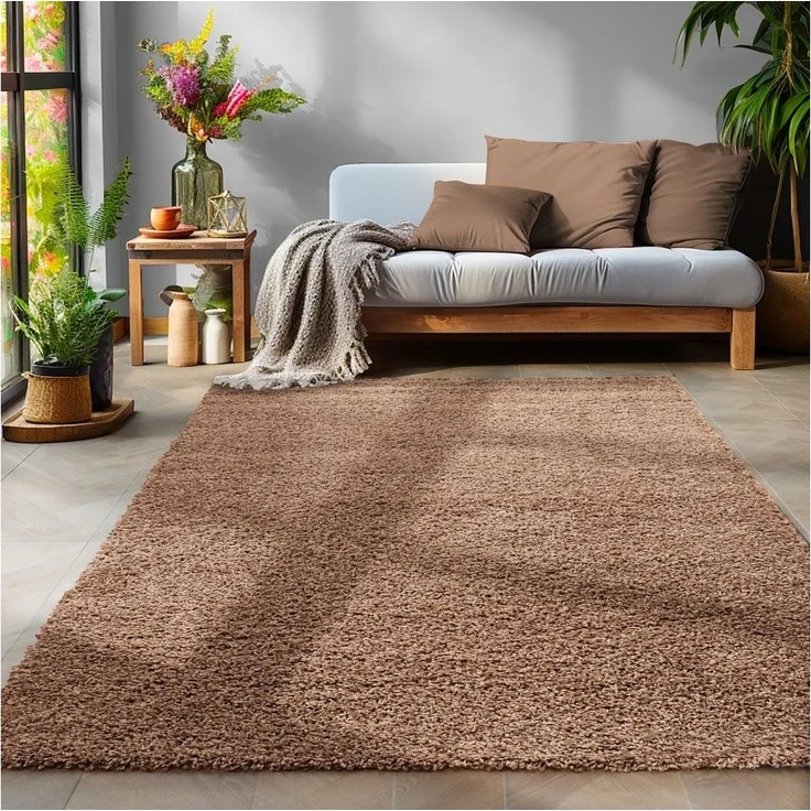 SIMPEX24 Teppich Unicolor - Einfarbig, Rund, Höhe: 30 mm, Einfarbig Shaggy Teppich Wohnzimmer Langflor Versch. Farben und Größen – Bild 5