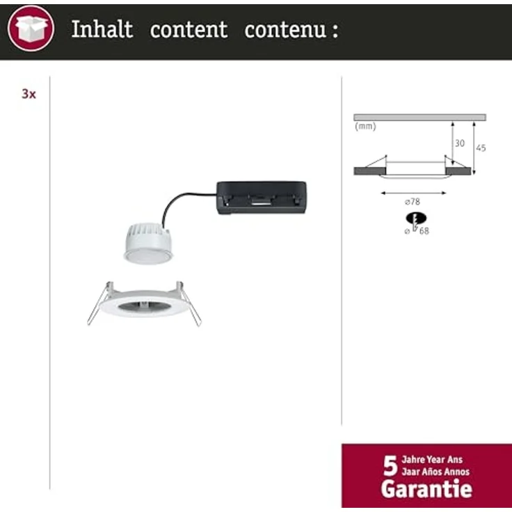 Paulmann 92442 LED Einbauleuchte Nova Coin 3er-Set Zigbee Tunable White Weiß matt IP44 – Bild 5